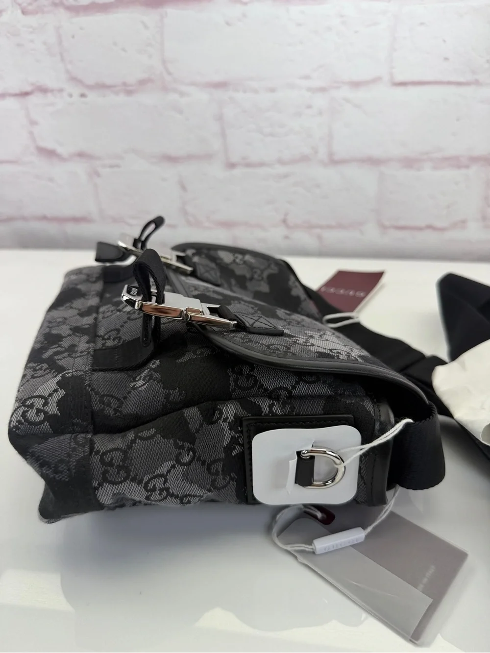 Gucci GG Canvas Camouflage Marbled Small Crossbody Bag Black NWT